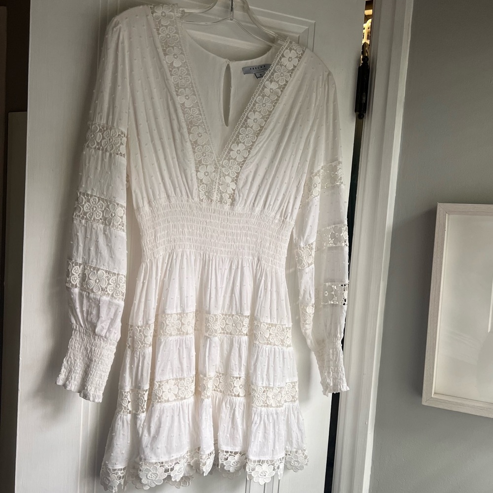 White long sleeve mini dress